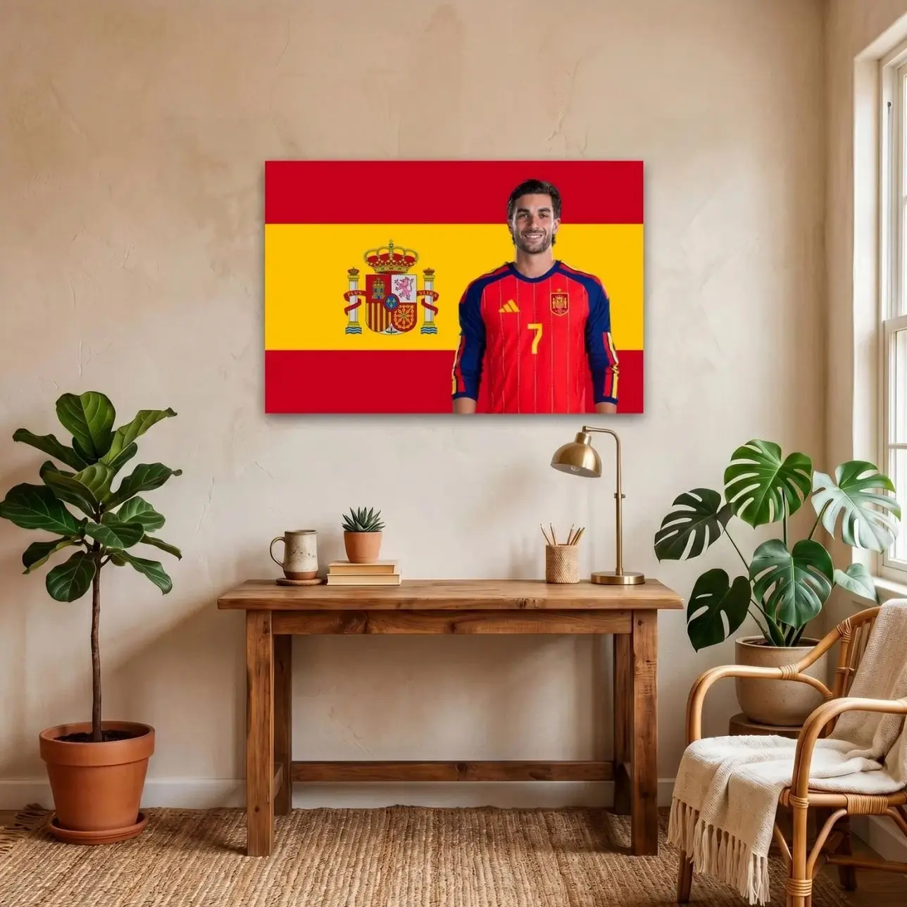 Ferran Torres Spain Flag Wall Tapestry, Spanish Football Wall Art, Soccer Bedroom Decor, Sports Fan Banner