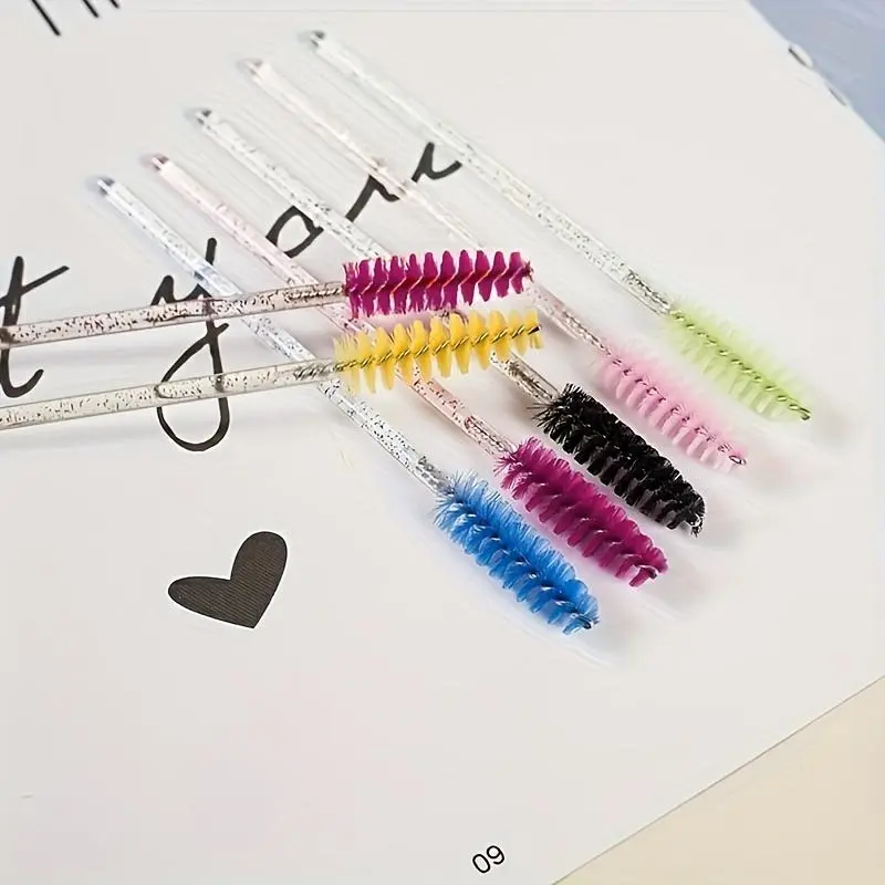 50pcs Eyelash Comb Makeup Brush Eyebrow Comb Dual-purpose Spiral Brush Grafted Eyelashes Beauty Tools