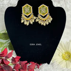 Dora Jewel Kundan Earrings Indian Collection Trending Earrings Set with Unique Cultural Design and Versatile Style for Various Occasions