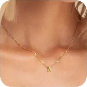 2025 New Women Girls Initial Necklace - Delicate Small A-Z Pendant Choker Necklace Fashion Cute Initial Necklace Golden Jewelry Necklace