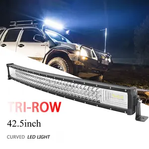 TRI-ROW 42.5 Inch Curved LED Light Bar Spot Flood Combo for Jeep Truck ATV Enhanced Visibility Safety Easy Installation