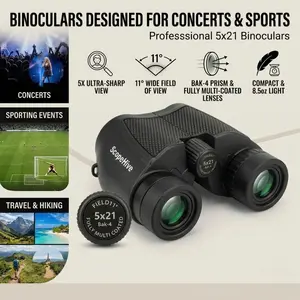5x21 Game Day Binoculars – Lightweight Steadier Brighter for Sports Concerts Travel Enhanced Viewing Experience