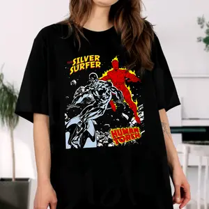 Silver Surfer vs Human Torch Graphic Tee - Unisex Soft Cotton Streetwear T-Shirt, Casual Short-Sleeve Top, Made in USA Fan Gift