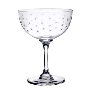 Crystal Champagne Coupes with Star Design | Set of 2