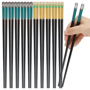 5 Pairs Reusable Chopsticks, Dishwasher Safe, Heat-Resistant, Non-Slip, Colorful Chinese Style Chopsticks with Unique Pattern Designs