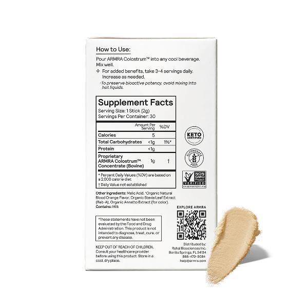 ARMRA Colostrum Blood Orange Travel Sticks