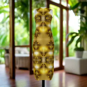 Golden Zulu Warrior Print Bodycon Dress Women's Plus Size Sleeveless Casual Party Comfortable Cover Up coachella summer birthday outfit