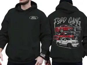 Ford Gang Trucks Collection Graphic Hoodie, Men Women Winter Top For Car Lover, Christmas Gift Idea, Streetwear For Car Enthusiast