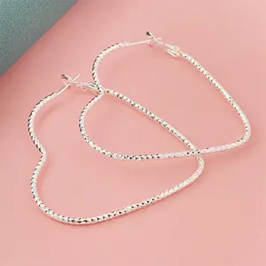 S925 Earrings Heart Diamond Cut For Her