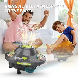 Electric Colorful Sound & Light 32-Hole Flying Saucer Bubble Maker, Fully Automatic Rotating Obstacle-Avoiding Kids' Outdoor Toy for Bubbles, Bubble Maker Bubbles