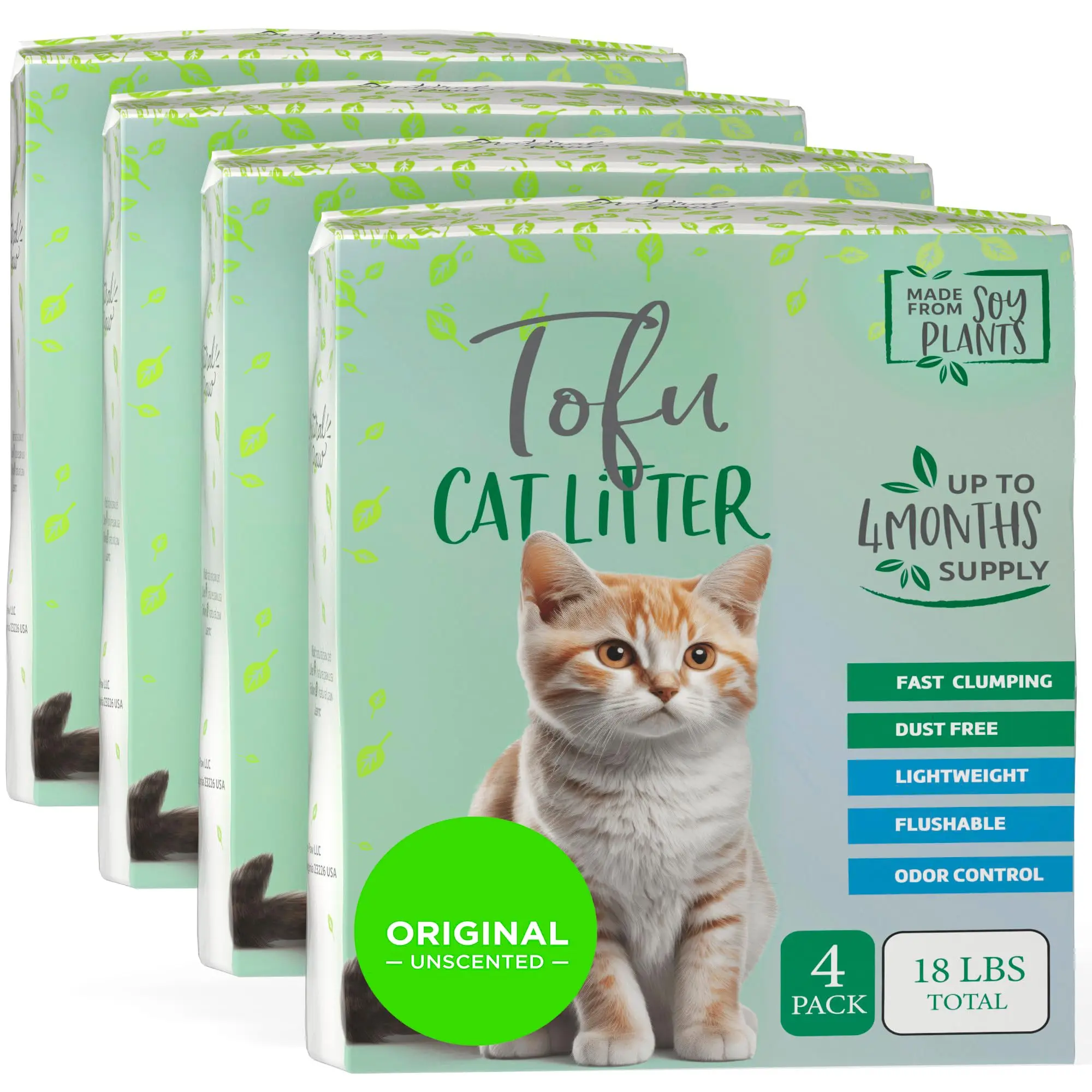 Natural Paw Tofu Cat Litter Pellets | Flushable, Lightweight, No Tracking, Dust-...