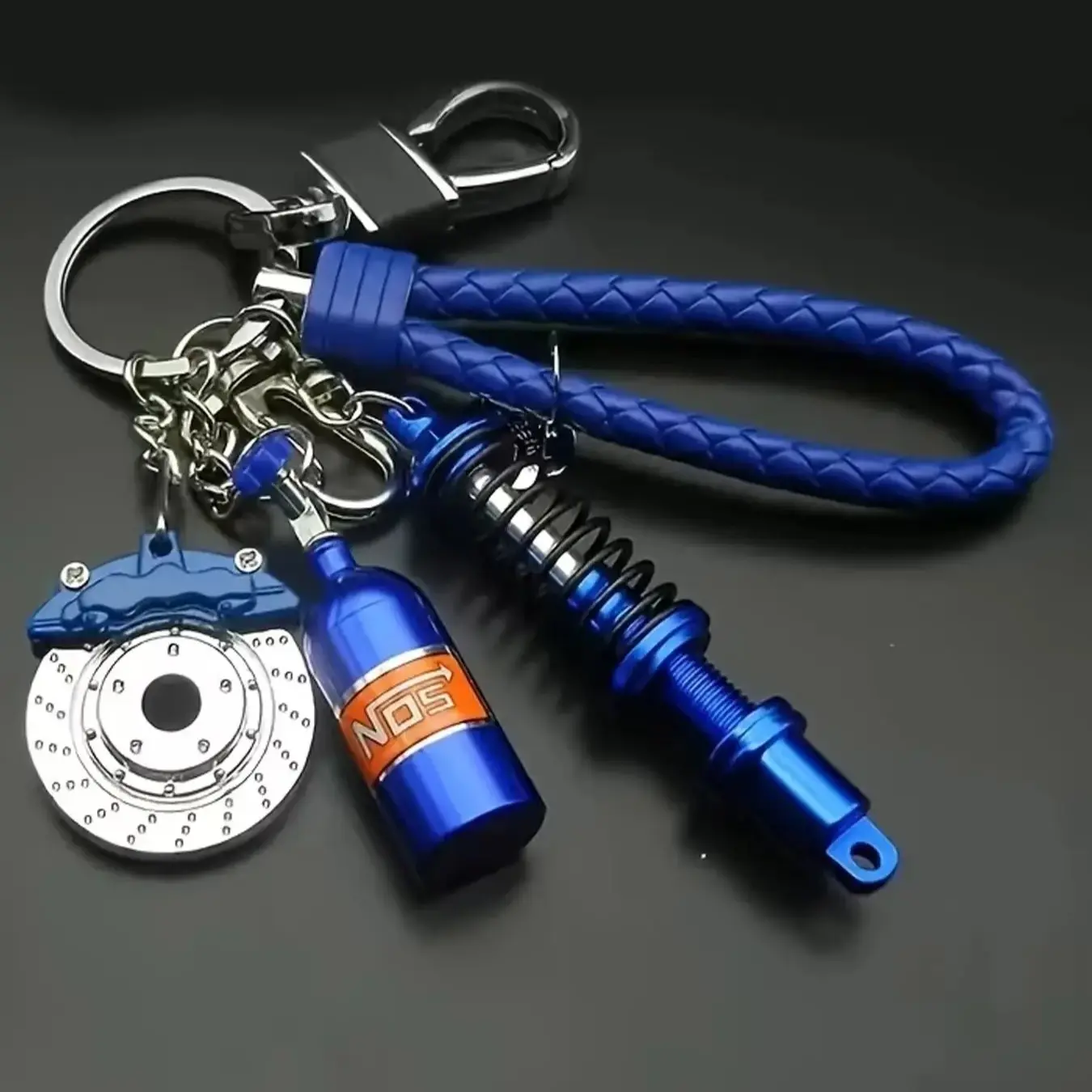 Creative Metal Keychain, Turbo Gear Wheel Hub, Brake Disc, Shock Absorber, Caliper, Car Keychain Pendant, Popular Fashionable And Personalized Outdoor Car Accessory Keychain, Car Nitrogen Pendant Keychain Modification Simulation Gift Keychain Pendant.