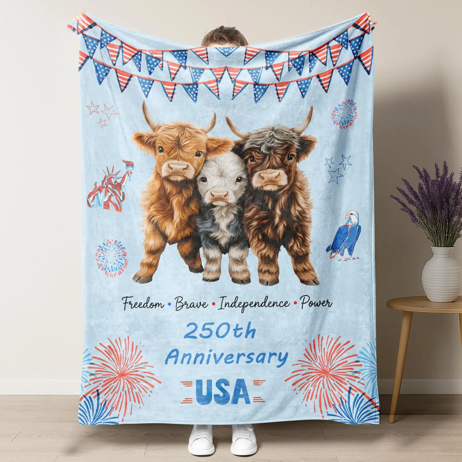 [Independence Day]]USA 250th Anniversary Patriotic Highland Cow Auction Link