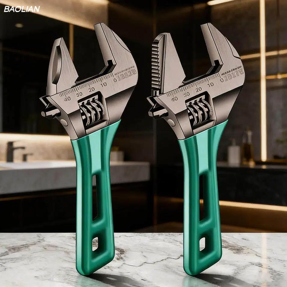 2-in-1 Adjustable Wrench & Pipe Wrench, 6-Inch Large Opening Dual-Use Spanner Tool, Heavy-Duty Short Handle Plumbing Wrench with Anti-Slip Jaw, Chrome Vanadium Steel for Bathroom Installation, Pipe Fittings, Home Repair & Maintenance 2-in-1 Adjustable Wrench & Pipe Wrench, 6-Inch Large Opening Dual-Use Spanner Tool, Heavy-Duty Short Handle Plumbing Wrench with Anti-Slip Jaw, Chrome Vanadium Steel for Bathroom Installation, Pipe Fittings, Home Repair & Maintenance