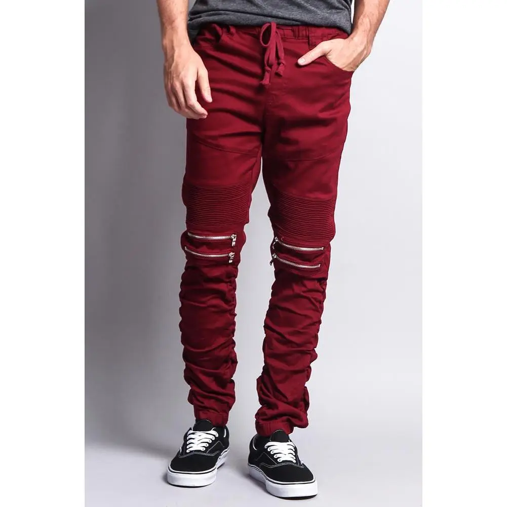 Scrunch Stacked Biker Twill Jogger Pants