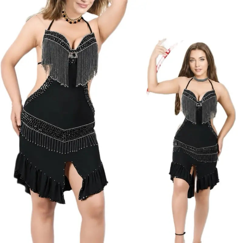 Women's Black Swan Belly Dance Costume Set - Elegant Performance-Ready Outfit with Accessories for Dancers, Elegance, Women's Clothes, Statement Look, Sleeveless, Tailored Fit, Elevate Your Performance, Tailored Cut