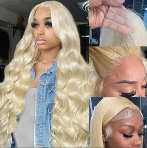 Leaf 613 Blonde Wig 13x6 & 13x4 Lace Front HD Up To 42 Inch Body Wave 220% 200% 180% Density Brazilian Remy Human Hair Soft Bouncy Volume Length
