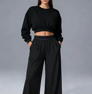 2026 Spring Essential | Crew Neck Sweatshirt & Straight-Leg Pants Set | Ultra Soft Comfy Loungewear | Perfect for Daily & Outdoor Activities | Must-Have Matching Set
