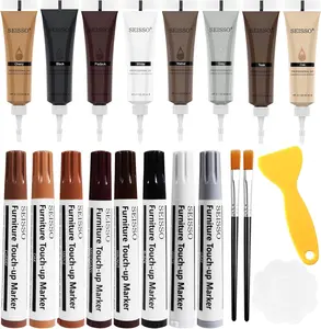 SEISSO Wood Furniture Repair Kit- 8 Colors Wood Fillers and Touch Up Markers, New Upgrade Wood Repair Kit, Wood Markers for Scratches Stains- Restore Wooden Table, Cabinet, Floors, Door, 20 Sets