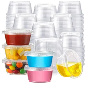 120 Sets - 2 oz Jello Shot Cups with Lids, Airtight Portion Cups, Stackable Small Plastic Containers with Lids
