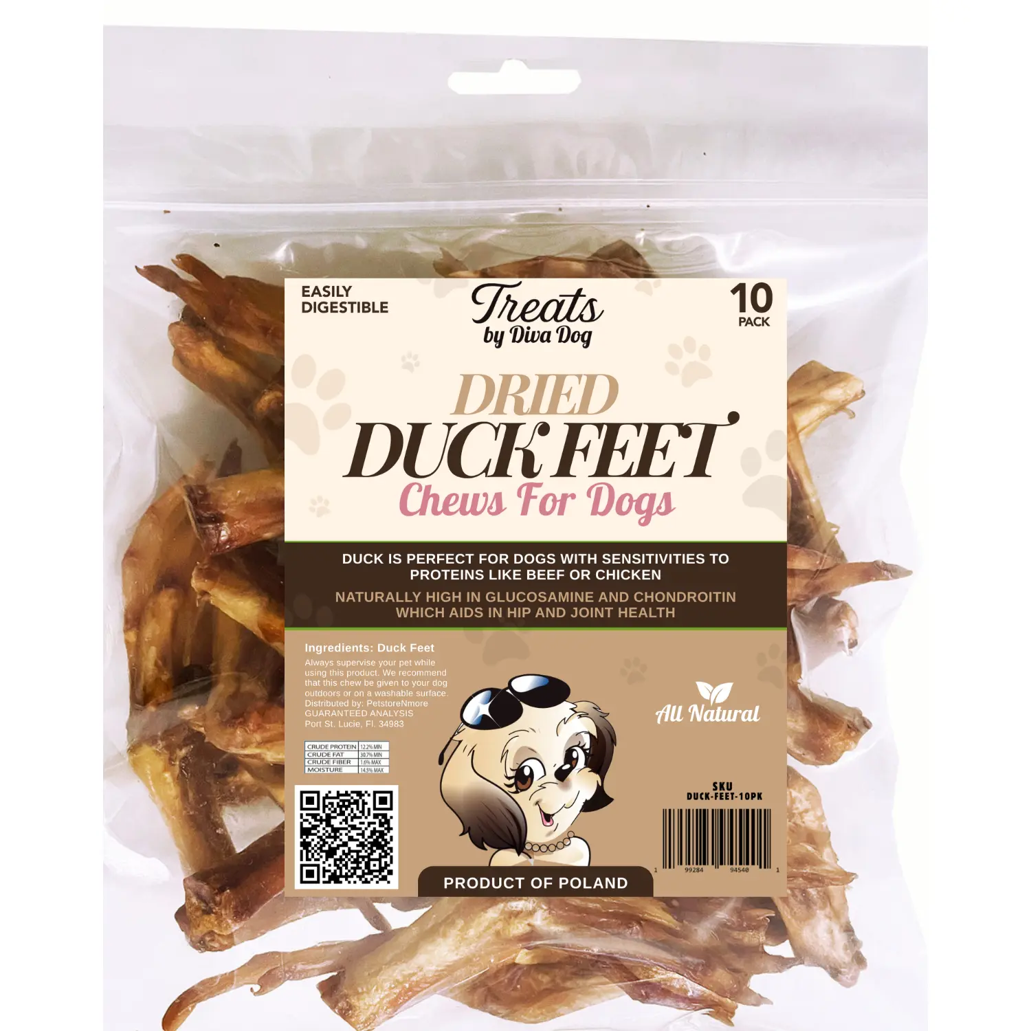 Treats by Diva Dog Dried Duck Feet