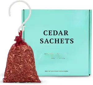 Cedar Sachet Bags, Fully Stuffed Scented Sachets with Hanger Hooks, Perfect for Closets, Drawers, Cars, Gym Bags, or Anyplace That Needs to Smell Better - Cedar Blocks for Clothes Storage