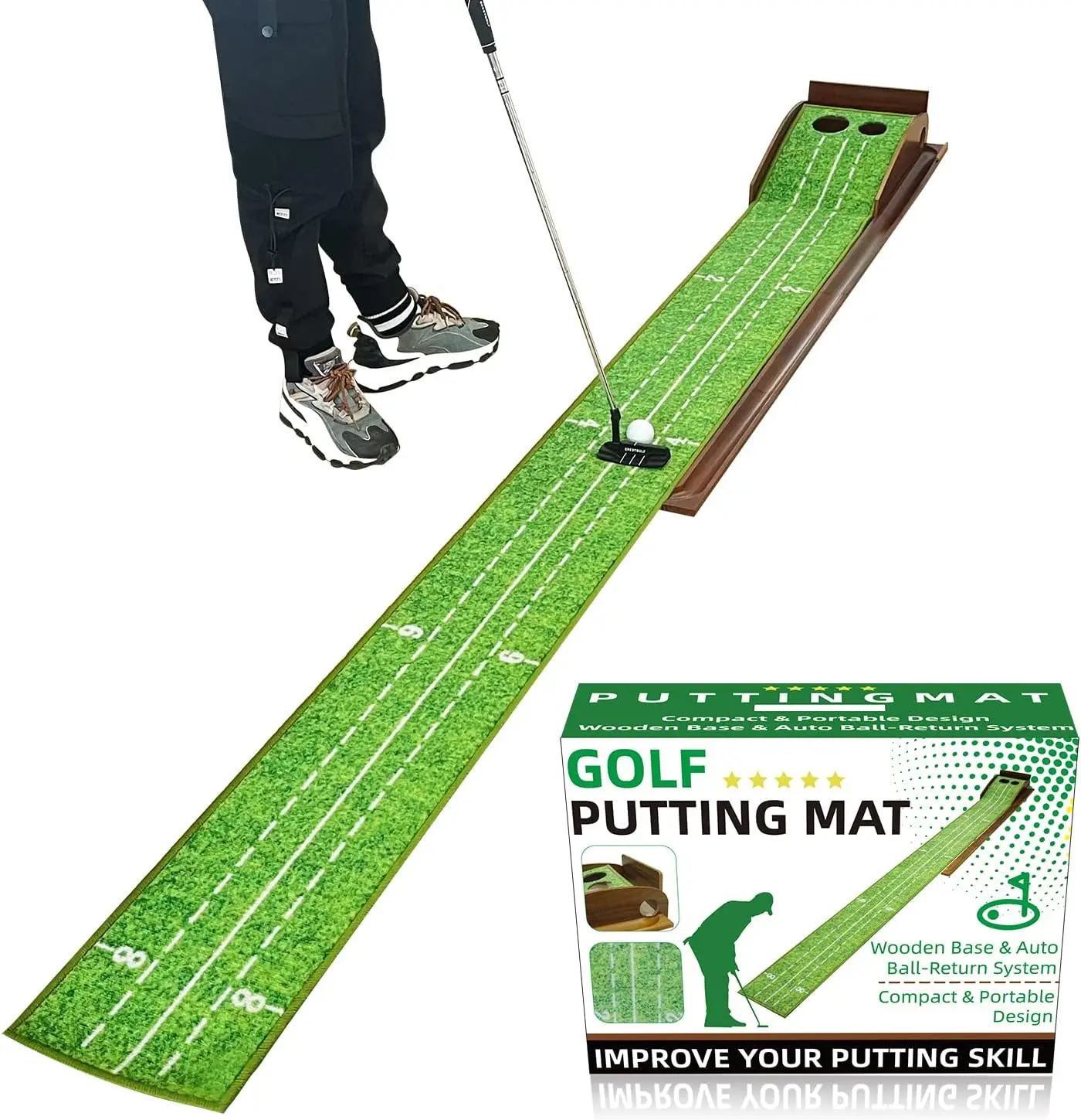 Ideal for Home Practice: CRESTGOLF Auto-Return Putting Mat - Multi-Scene Applicability to Improve Putting Skills