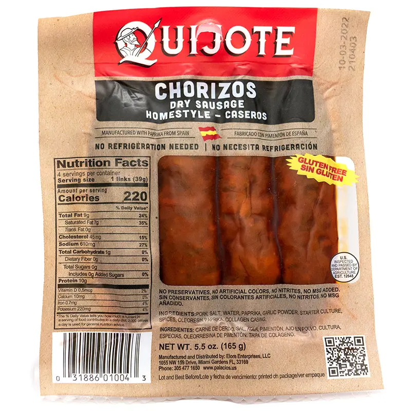 Chorizos Homestyle Quijote 4 Pack   5.5 Oz