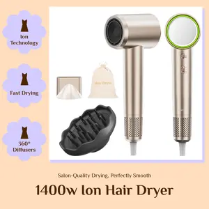 Maxodo 1400W High-Speed Hair Dryer with Ion Technology & Brushless Motor for Salon-Quality Drying 110,000 rpm 200 Million Ions Healthy Shine 360° Diffusers