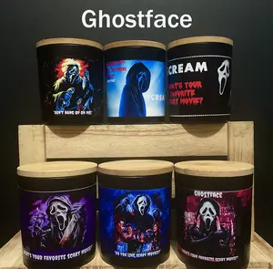 Ghostface Halloween 9oz Soy Wax Candles Spooky Season Decor for Home Clean Natural Burn Ghostface Theme Haunted Atmosphere