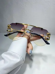 1 Pair Simple Sunglasses For Everyday Use, Summer Oval Metal Frame Double Frame Fashion Sunglasses, Travel Accessories