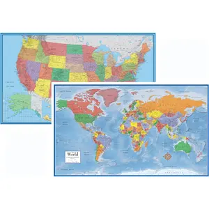 24x36 World and  Classic Premier  Two Wall Map Set (Laminated)