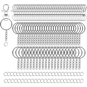 100 count Metal Keychains Keyrings Key Rings with Chain and Jump Rings