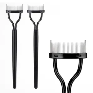 2 Pcs Eyelash Separator Tool Mascara Brushes Eyelash Comb Separator Definer Lash Comb for Combing, Separating Lashes - Black