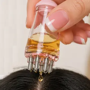 6ml/0.2oz Scalp Oil Applicator Brush – 2-in-1 Essential Oil Dispenser & Massage Comb with Soft Silicone Bristles, Portable Hair Oil Tool for Scalp Care & Hair Growth, Home & Travel Use, Scalp Stimulator