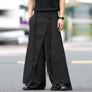 INCERUN Men's Clean Fit High Waisted Wide Leg Pants Minimalist Elegant Trousers
