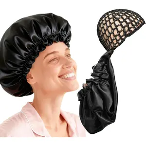 2 in 1 Wrap Cap Bonnet Reversible Adjustable Hair Wrap Nettie Band Silk Press Set Braid Bonnet Doobie Wrap Cap Dominican Tubi