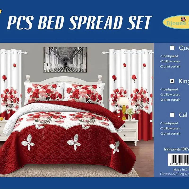 5-Piece Bed Spread Set for Bedroom, Soft Breathable Bedding for Home Use
