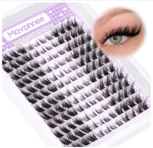 Mavphnee Lash Clusters Fluffy Cluster Eyelash Extensions 144 Pcs Fox Eye Lashes Left & Right Individual Lashes Wispy DIY Lash Extension Natural Cluster Lashes Pack
