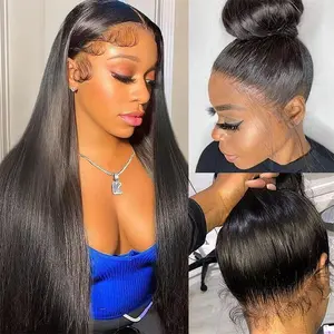 Megalook New Updated 360 Wig Pre Cut Glueless Full Lace Around Human Hair Wig with Drawstring Easy to Install Silky Straight and Body Wave Styles 320℉