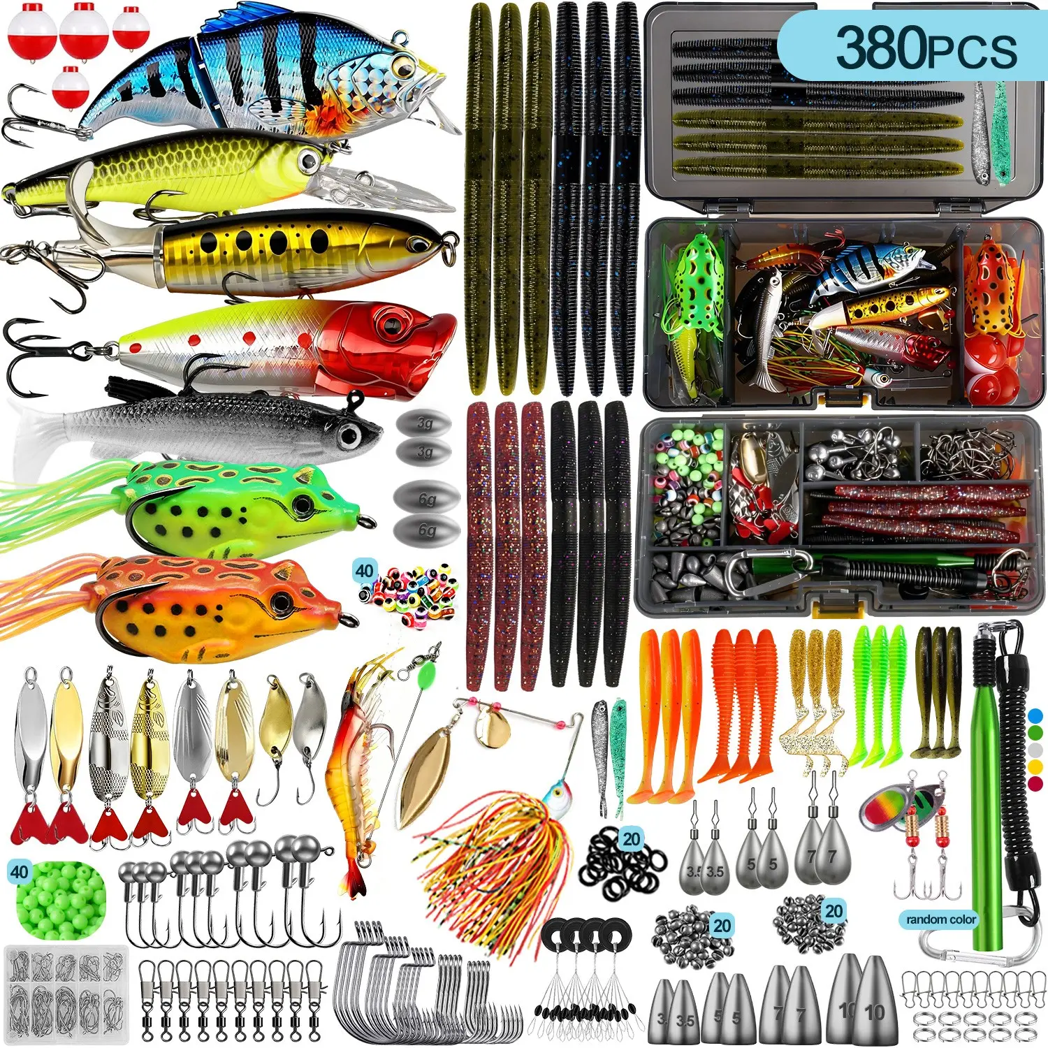 57/91/178/380 Pcs Fishing Lures kit Fishing Bait Set, Fishing Kits ...