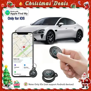 [Valentine's Day] Tukio GPS Tracker(iOS Only) for Cars & Pets - Mini Clear Design, Weatherproof Case, Anti-Lost Device, Works with Apple Find My iOS Only, IP67 Waterproof, Replaceable Battery Protection