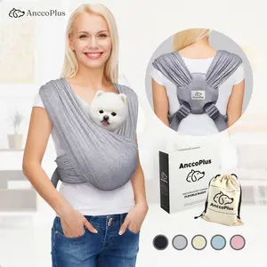 AnccoPlus Flexible Pet Sling Carrier - Front Facing, Cat Sling, Hands-Free, Soft Premium Cotton, Reduces Back Stress, Safe for Small Pets