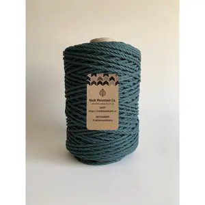 4mm 3 Ply Cotton Macrame Cord 3 Strand Twisted Craft Rope - Dark Green Fiber Art String