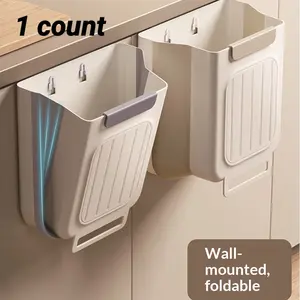 6L Foldable Hanging Kitchen Trash Can - 1 Count No-Drill Collapsible Scrap Bin with Easy Installation, Space-Saving Cabinet Storage for Apartments & Dorms, Home Waste Management Solution