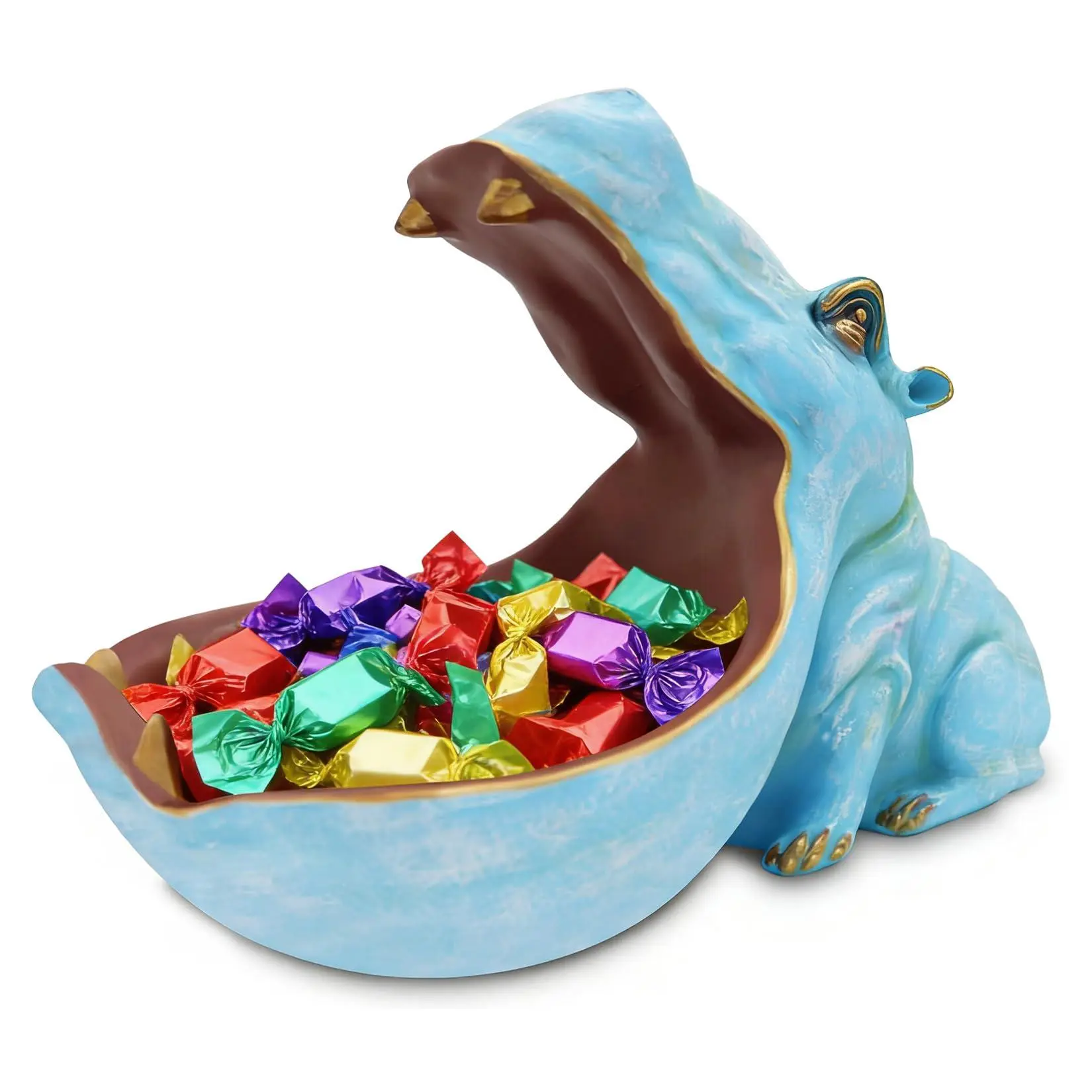 GARVEE Blue Hippo-Shaped Resin Decorative Tray - Novelty Desk Organizer, Home Decor Accent Figurine, Gift for Candy, Keys, Snacks