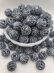 Black and white Spiderweb Rhinestone Beads 20MM,10 pieces