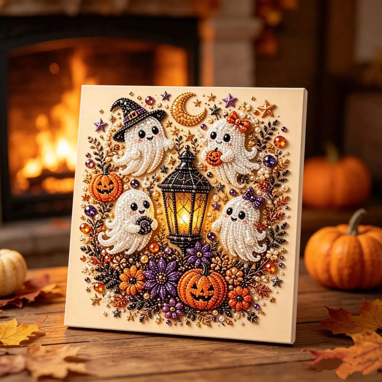 Halloween Pearl Art DIY Kit,Pearl Painting Set for Adults,Kids, Fun Fall Home Art Project, Creative Holiday Activity Gift