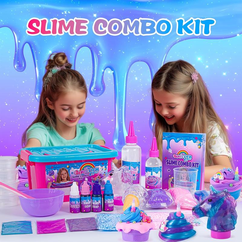 Mini Unicorn Slime Kit for Girls - Glimmer Crunchy, Butter, and Galaxy Slime for Kids 6-12 - Party Favors for Children