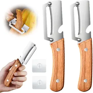 Pack Of 2 Multi-Functional Peeler Knife Thickened Stainless Steel Fruit Peeler Tool for Sugarcane And Pumpkin Home Kitchen Knife Portable Outdoor Camping Peeling Knife